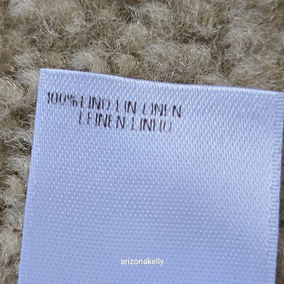 Malo Linen Scarf Green White Stripes Italy - Picture 7 of 14